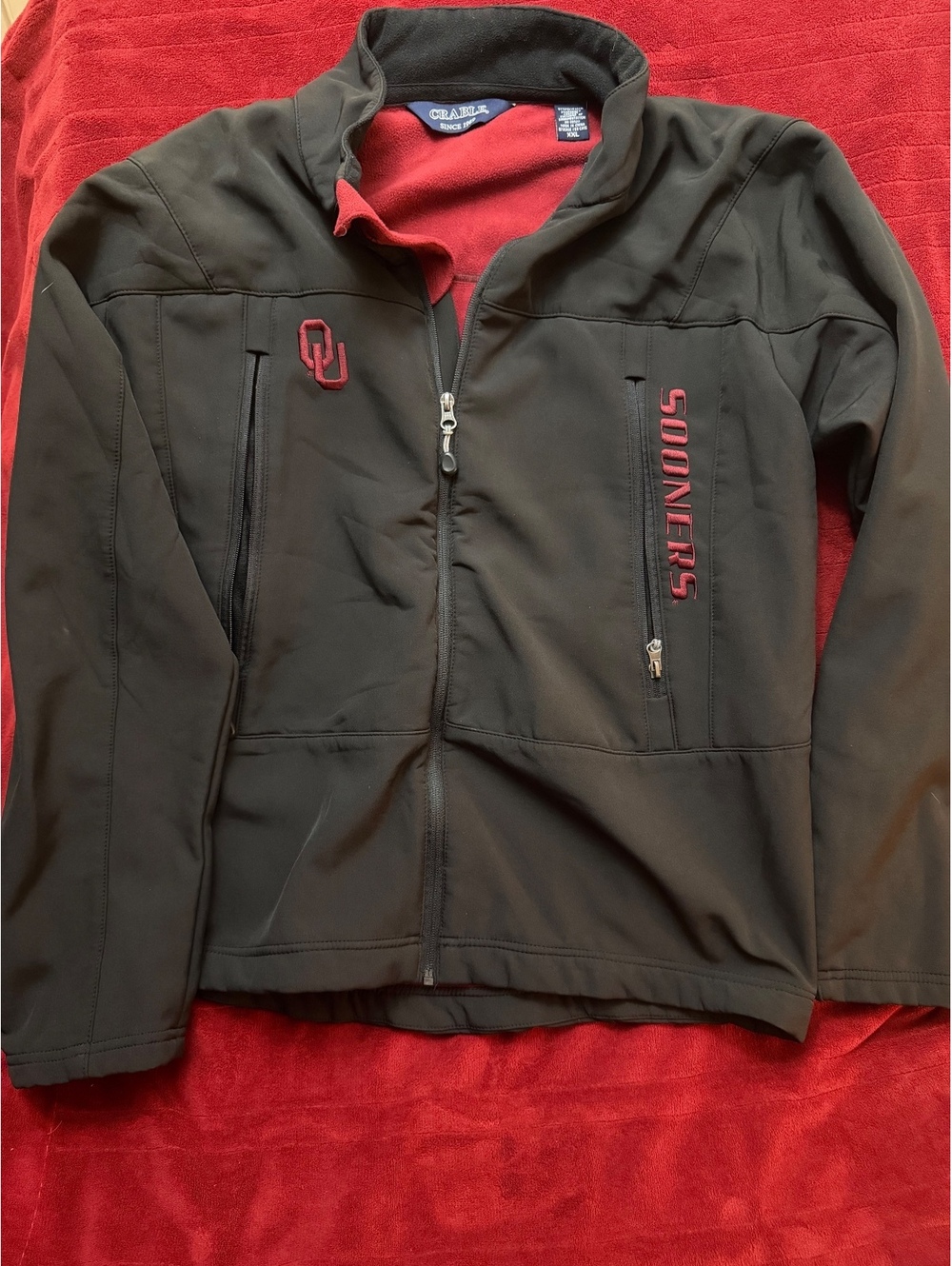 Crable Oklahoma Sooners Black and Red Softshell Jacket XXL